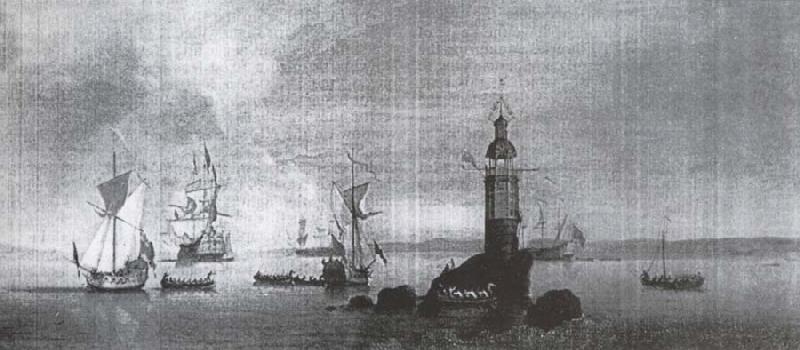 Monamy, Peter This is Manamy-s Picture of the opening of the first Eddystone Lighthouse in 1698 china oil painting image